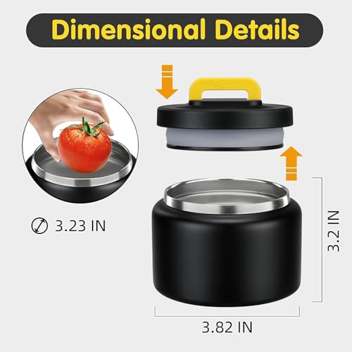 Image of JXXM 8 Oz Thermo Food Jar for Hot & Cold Food for Kids, Insulated Lunch Containers Hot Food Jar,Leak-Proof Vacuum Stainless Steel Wide Mouth Lunch Soup Thermo for School (Black-Pure)
