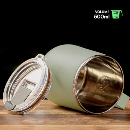 Image of Udyan Tea 500ml Stainless Steel Insulated Mug with Double-Walled Design | Spill-Proof Flip-Top Lid & Comfortable Handle| Ideal Gift for All Occasions