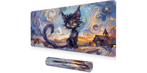 Grand tapis de souris gaming Chat Étoilé pour sublimer votre bureau à la maison