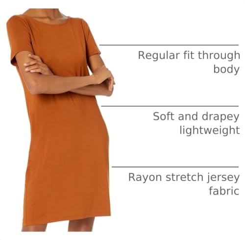 Image of Amazon Essentials Women's Jersey Regular-Fit Ballet-Back t-Shirt Dress (Previously Daily Ritual)