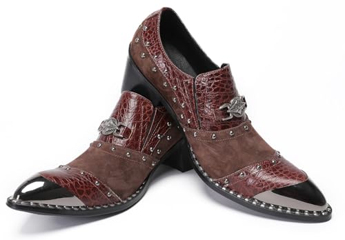 Santimon Men's Slip On Shoes Casual Loafers - Genuine Leather Sequin Penny Loafers with Beads & Metal Pointed Toe for Wedding, Party & Ballroom Bar4