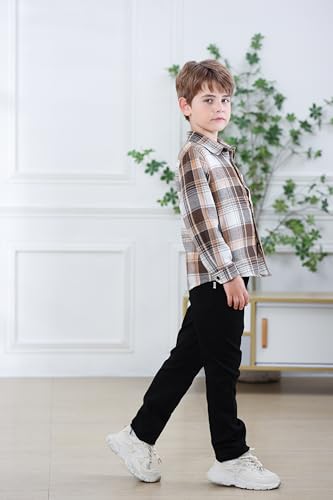 Image of Betusline Boy and Men Button Down Plaid Shirt
