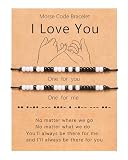 UNGENT THEM I Love You Morse Code Bracelets Matching Couples Long Distance Relationship Valentines Christmas Sweetest Gifts for Him Her Boyfriend Girlfriend Women Men Husband Wife