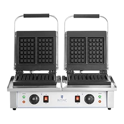 Royal Catering RC-WM201 Doppel-Waffeleisen rechteckig 2 x 2.000 W belgisches Waffeleisen Waffeleisen belgische Waffeln – Bild 6