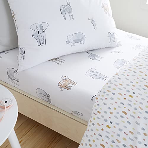 Drap-Housse Coton Double Bianca Zoo Blanc Spécial Peau Sensible