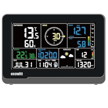 ECOWITT WS3900_C Consola estación meteorológica, pantalla a color LCD Wifi de 7,5 pulgadas para uso doméstico, sensores internos 3 en 1 incorporados, control inteligente de conexión IOT: Consola de estación meteorológica doméstica Ecowitt: Consola de 7,5 pulgadas con diseño actualizado, diseño de pantalla razonable y visualización de datos meteorológicos, asistente de pronóstico del tiempo, puede hacer que el control de las condicion...