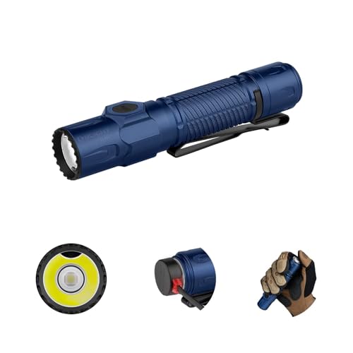 OLIGHT Warrior Ultra Taktische Taschenlampe 2500 Lumen, kompaktes, wiederaufladbares, helles Licht mit Annäherungssensor, geeignet für Notfall, Outdoor, Jagd, Suche (Navy Blue)