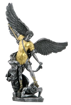 NEW! Gold Pewter Saint Michael Statue Archangel Patron of Police Soldiers