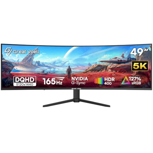 Great voell 49 Zoll Gaming Monitor Curved, DQHD 5120 x 1440, 165Hz – Ansicht 1