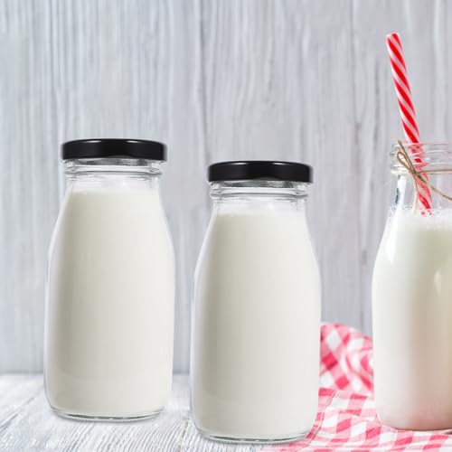 COLLBATH Glass Milk Bottles with Lids 250ml Sealed Storage for Juices and Yogurt - 4pcs Portable Food Containers for Everyday Use - Image 7