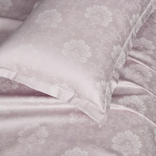 Image of Story@Home Long Staple Premium Cotton Compact Yarn Feel Glace Cotton Flatsheet Floral Printed King Size Double Bed Bedsheet with 2 Pillow Cover (108 inchx108 inch, Lavender) 500TC