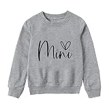 Parent Enfant Chemise Chaude Lettre Imprimé Pull Sweats Manches Longues Plus Col Rond Tops Robe De Mariages Fille (Grey, 5-6Years)