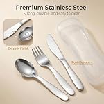 VANRA 3 Pièces Couteau de Fourche pour Enfants avec étui de voyage pour la boîte à déjeuner, 18/8 en acier inoxydable Couteaux d'argenterie Flatware Set pour enfants Utensile pour l'école (Couteau à Fourche)