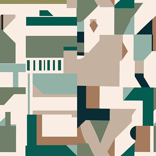 Image of lasoftan Geometry Queen Comforter Set with Sheets, 7 Piece Luxury Vintage Bedding, Soft Microfiber Bed in a Bag, Cozy Lightweight Bed Set, Brown Green Geometry