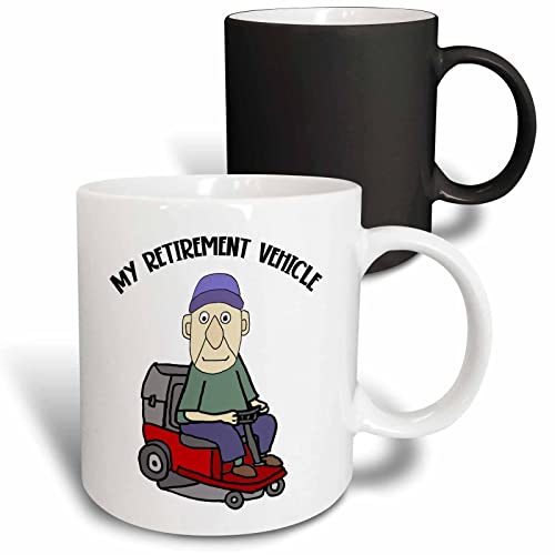 3dRose Funny Old Man on Lawn Mower Mug 11oz