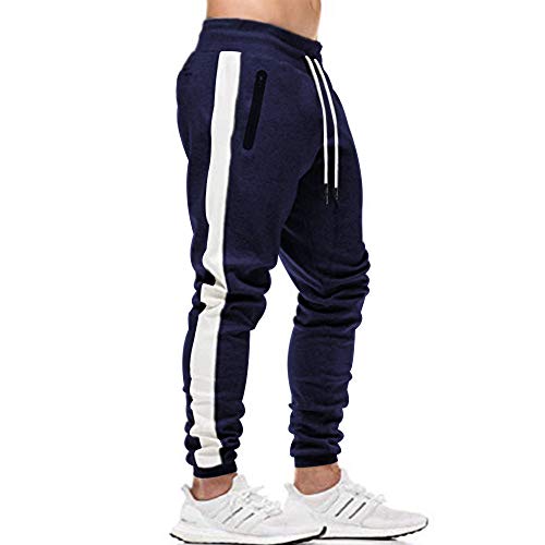 EVERWORTH Men's Gym Workout Stripe Jogger Pants Slim Fit Tapered Sweatpants Running Track