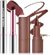 DAMUSI Lip Liner and Lipstick Combo,Dark Brown Lip Liner Lip Combo Sets,Smooth Creamy Lip Pencil,...