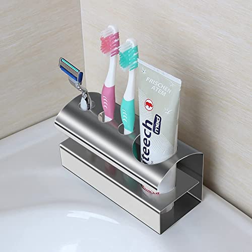 Wincase Nickel Toothbrush Holder Adhesive, Brassed Toothpaste Holder For Bathroom, Stainless Steel No Drills #TOP1