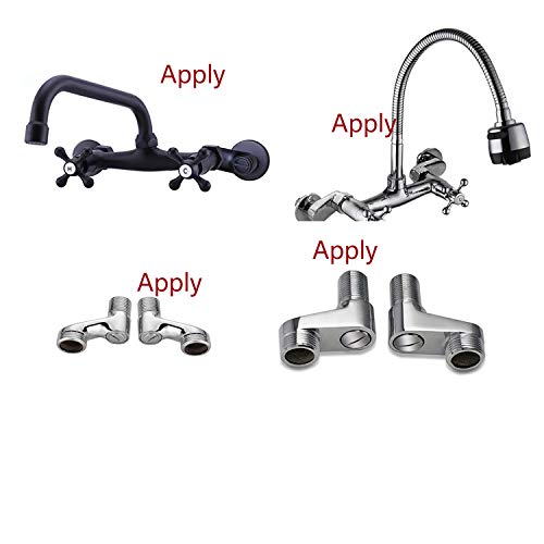 Wall Mount Faucet 6’’ Center Antique Brass Kitchen Sink Taps 2 Cross Knobs Handle Installation Kit For Wall Mount Commercial Kitchen Faucet For Stainless Steel Prep Utility Sink 1/2 Inch #TOP4
