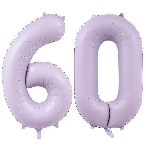 Image of Pastel Purple 60 Number Balloons,40 Inch Light Purple 60 Balloons Large Helium Foil Mylar Number Balloon for Birthday Party Anniversary Decorations