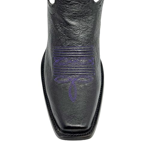 Image of Vaccari Men's Brooks Genuine Smooth Ostrich Leather NCAA Athletics Embroidery Western Cowboy Boots
