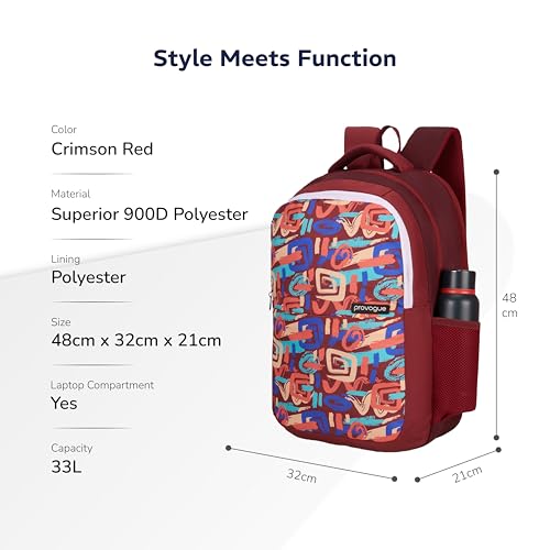 Image of Provogue Vortex EasyGo laptop backpack with large compartments, college bag, office backpack, travel bag, laptop bag for men and women with bottle holder and side pocket,33 Ltr