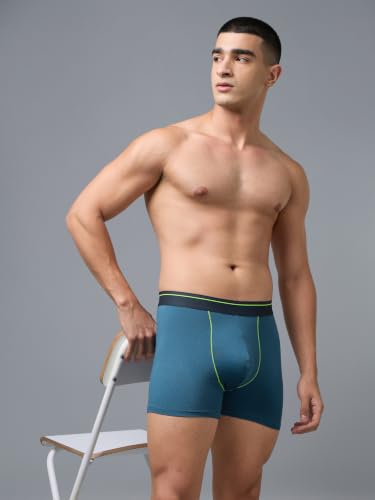 Image of TECHNOSPORT Men's Colorblock Trunks Underwear with ElastoLITE 4 Way Stretch Lightweight Breathable Moisture Wicking Soft Anti Odour Anti Microbial Comfort Fit Boxer Briefs Innerwear for Men