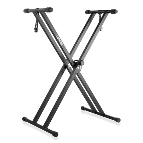 Kadence Heavy-Duty Piano Keyboard Stand - Dual Braced, Locking Straps - Supports Kids & Adults (Black, 3kg)