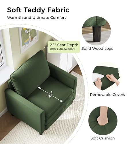 Image of Welzona 3-Layers Cloud Accent Chair, 33 inch Reading Chair, Teddy Arm Chairs
