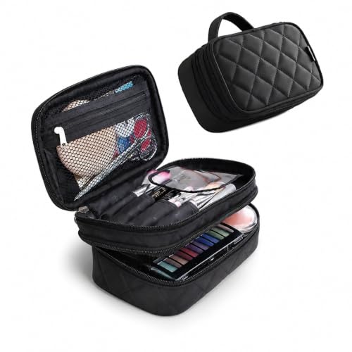 Image of Fabskin Makeup Pouch Bag Organiser | Large Cosmetic Vanity Bag for Women Pouch Bag for Women | Makeup Bag for Travel, Cosmetic Pouch, Makeup Organizer Perfectly Fit in Any Suitcase Or Big Bag - Black