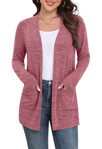 Image of Yincro Womens Lightweight Cardigan Long Sleeve Open Front Casual Sweater Cardigans with Pockets