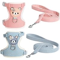 Pack of 2, 2er Set Hasenleine, Kaninchen Leine für Zwergkaninchen, Leichtes Geschirr für Kleintiere, Blau und Rosa (S), Ideal für Spaziergänge und Reisen