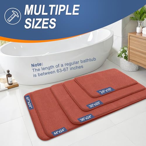 Image of OLANLY Thick Memory Foam Small Bathroom Rugs 24x16, Extra Soft Absorbent Bathroom Mat, Quick Dry Bath Mats, Non-Slip, Machine Washable Carpet, Tub and Shower, Home Decor Accessories, Rustic Terracotta