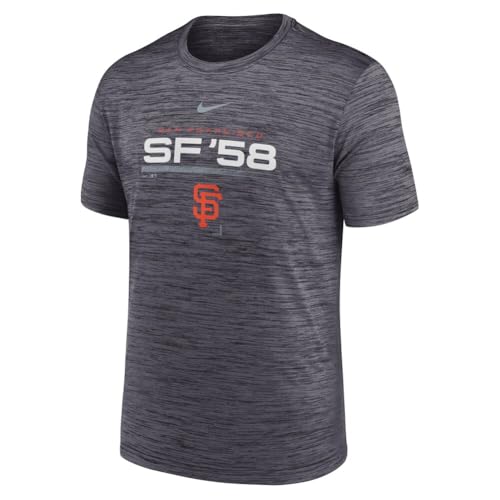 Nike Men's MLB Velocity Performance Practice T-Shirt (US, Alpha, Large, Regular, Regular, Dark Grey, San Francisco Giants)