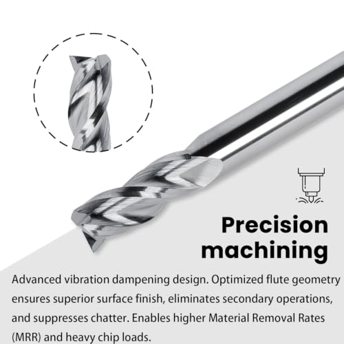 Image of NZ 1 /4 inch 3-Flute Square End Mill | CNC Milling Bits Uncoated Solid Carbide for Aluminum, Copper | 5-Pack