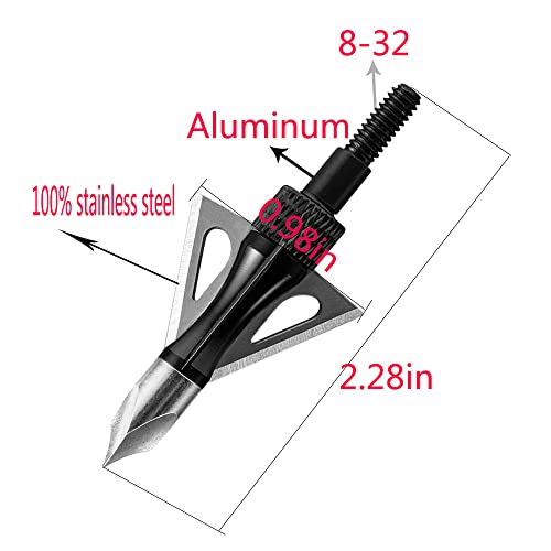 Hunting Broadheads, 3 Blades Archery Broadheads Screw-In Arrow Tips Compatible With Crossbow And Compound Bow （12Pack） #TOP4