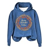 OCCOKO Sudadera con Capucha Estampada de Acción de Gracias, Sudadera Informal con Capucha de Manga Larga para Hombres y Mujeres (Blue, S)