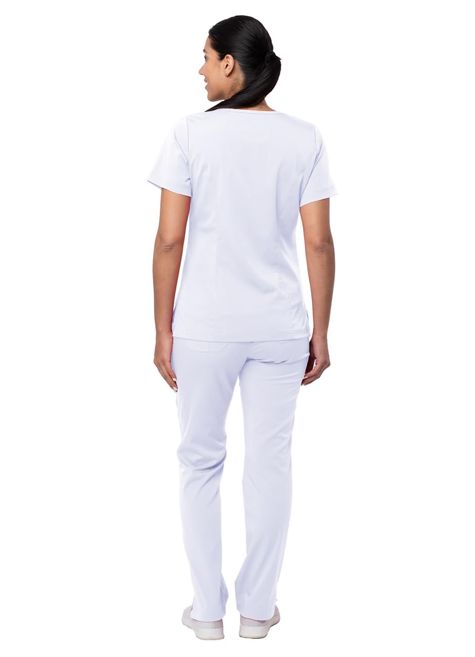 Adar Medizinische Uniform für Damen - V-Ausschnitt Top/Hose mit vielen Taschen - 4400 - White - M