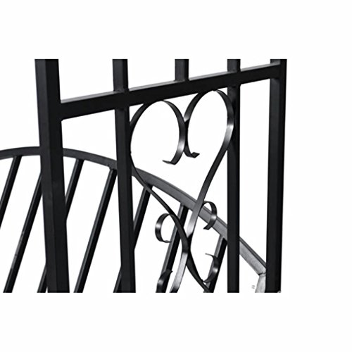 Garden Rose Arch With Bench，Black Outdoor Patio For Climbing Plant And Wedding,Round Top, 43.3" X 22.5" X 82.7" (L X W X H) #TOP4