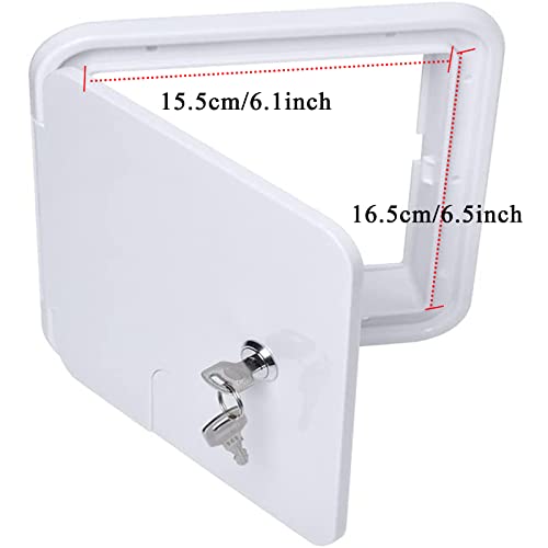Rv Trailer Electric Power Cord Cable Hatch With 2 Keys, Camper Hose Storage Access Door Compartment W 8 Inch, H 8-1/2 Inch (White) #TOP4
