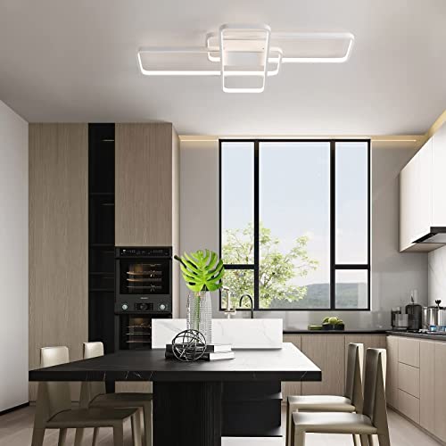 Lámpara LED de techo regulable blanca de 80cm con mando a distancia para comedor 7