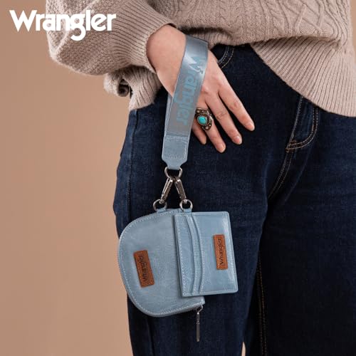 Image of Wrangler KeyChain Wallet Wristlet Wallets for Women Dual Pouch Wristlet with Zipper Womens Credit Card Holder Wallet