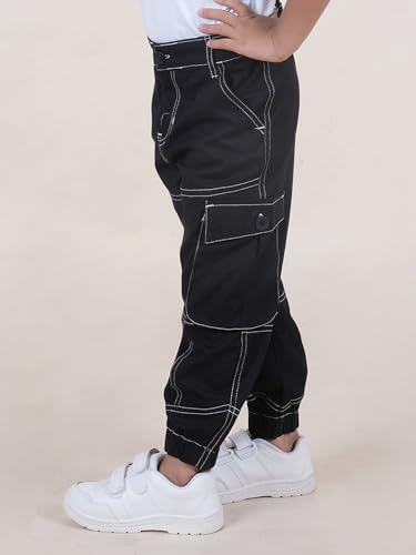 Image of Boys Cotton Full Length Front Cut Sew Cargo Pant with Bottom Tab
