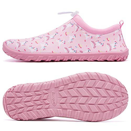 Racqua Kids Girls Boys Water Shoes Beach Pool Swim Barefoot Aqua Shoes Quick Dry Outdoor Sports Lightweight Shoes（Big Kid Unicorn 2 #TOP3