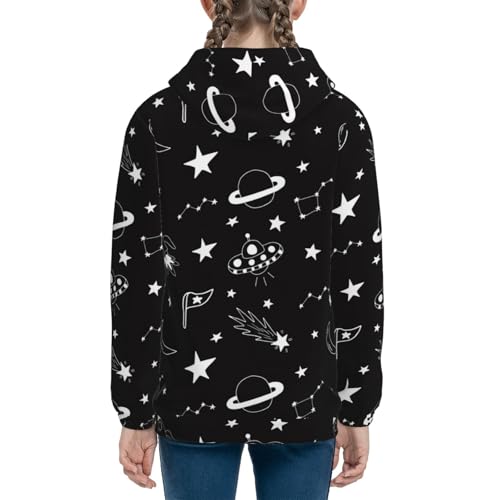 Space Flying Saucer Kids Pullover Hoodies Boys Sweatshirts Girls Athletic Clothes with Pocket4