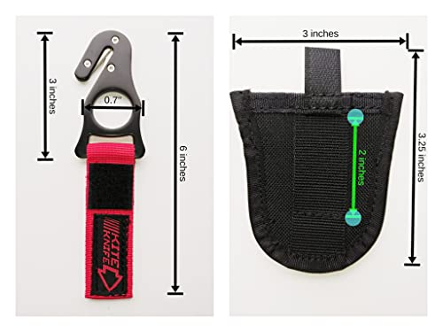 haihong Geschirre Drachenhaken Sicherheitsmesser Paragliding Fallschirmspringen mit Tasche 2020 Rot/Schwarz SK16