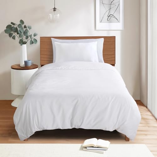 Mejoroom White Twin Duvet Cover Set - Soft and Breathable Twin Bedding with Zipper Closure, 2Pieces (68x90' Duvet Cover & 20x26' Pillow Sham)