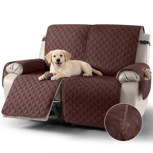 Image of TAOCOCO Recliner Protector,2 Seater Armchair Slipcovers,Waterproof Recliner Slipcovers,Recliner Covers with Pockets,Anti Slip Reclining Sofa Covers,Arm Chair Covers for Pets /Dogs /Kids(Chocolate)