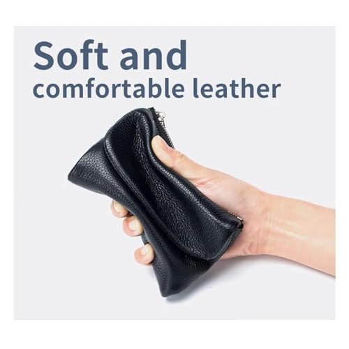 Joyfullygo Wallet, Unisex Pebble Leather Wallet, 5.3in Short Genuine Leather Coin Card Holder, Soft Small (Dark Blue)4