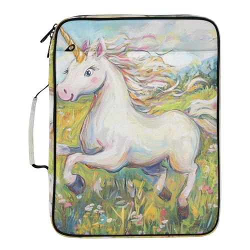 Carpeta colgante A4 con 7 bolsillos y cremallera de unicornios para organizar documentos